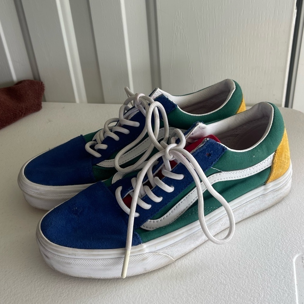 Vans suede leather primary blue red yellow green sneakers